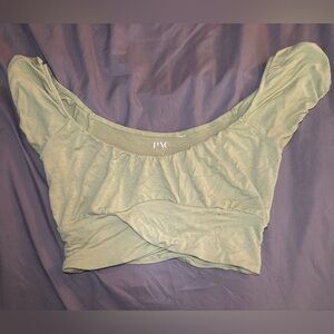 PacSun short sleeve off the shoulder cropped shirt